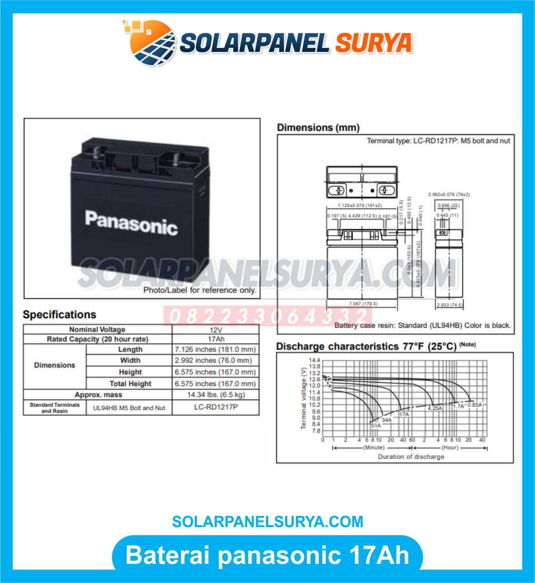 Baterai VRLA Panasonic 12v 17Ah